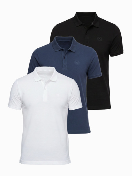 Ombre Clothing Pánská bavlněná polokošile BASIC - černá/tmavě modrá/bílá V1 OM-POBS-0171 Ombre Clothing