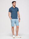 Ombre Clothing Pánská bavlněná polokošile BASIC - bílá/hnědá/tmavě modrá V4 OM-POBS-0171 Ombre Clothing