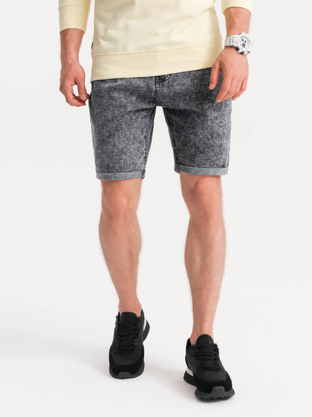 Ombre Clothing Tmavě šedé pánské džínové kraťasy Ombre Clothing