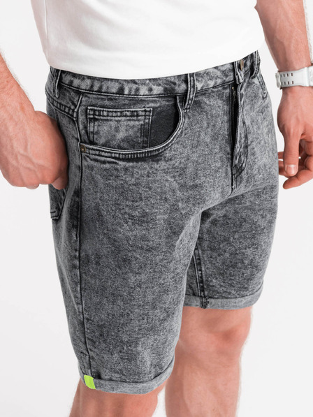 Ombre Clothing Tmavě šedé pánské džínové kraťasy Ombre Clothing