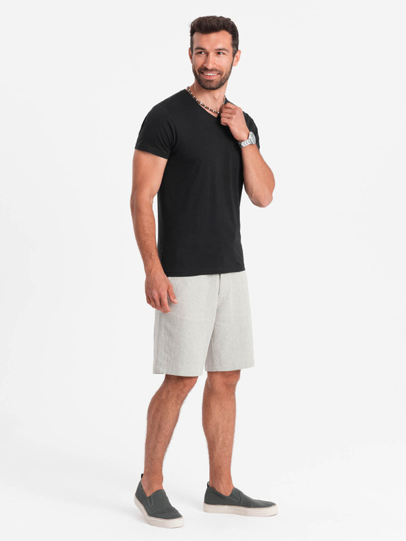 Ombre Clothing Černé pánské basic tričko s véčkovým výstřihem Ombre Clothing