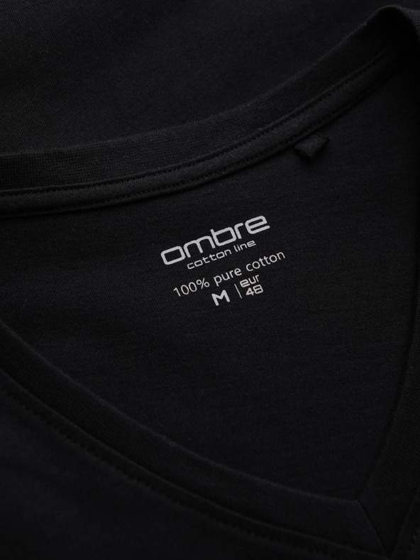 Ombre Clothing Černé pánské basic tričko s véčkovým výstřihem Ombre Clothing