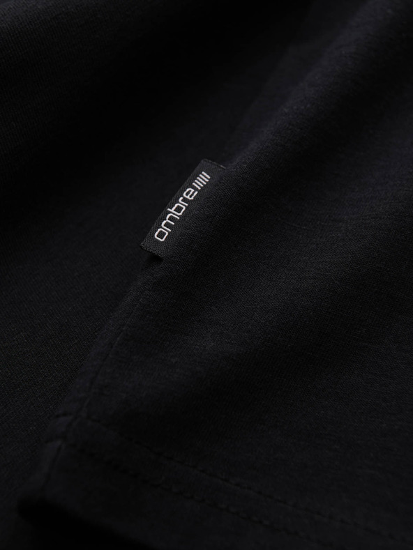 Ombre Clothing Černé pánské basic tričko s véčkovým výstřihem Ombre Clothing