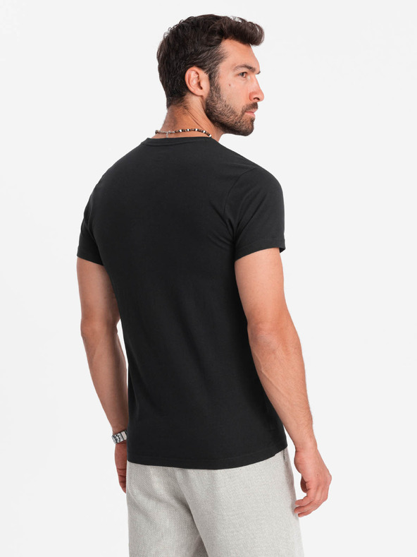 Ombre Clothing Černé pánské basic tričko s véčkovým výstřihem Ombre Clothing