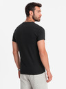 Ombre Clothing Černé pánské basic tričko s véčkovým výstřihem Ombre Clothing