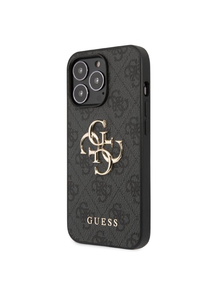 Guess Guess PU 4G Metal Logo Zadní Kryt pro iPhone 13 Pro Max Grey