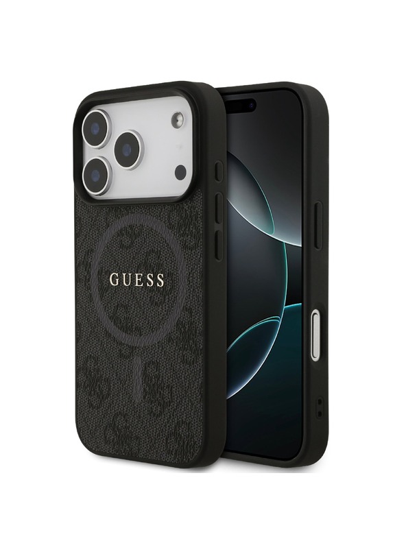 Guess Guess PU Leather 4G Colored Ring MagSafe Zadní Kryt pro iPhone 17 Pro Black
