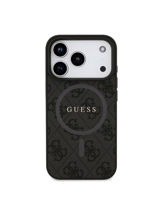 Guess Guess PU Leather 4G Colored Ring MagSafe Zadní Kryt pro iPhone 17 Pro Black