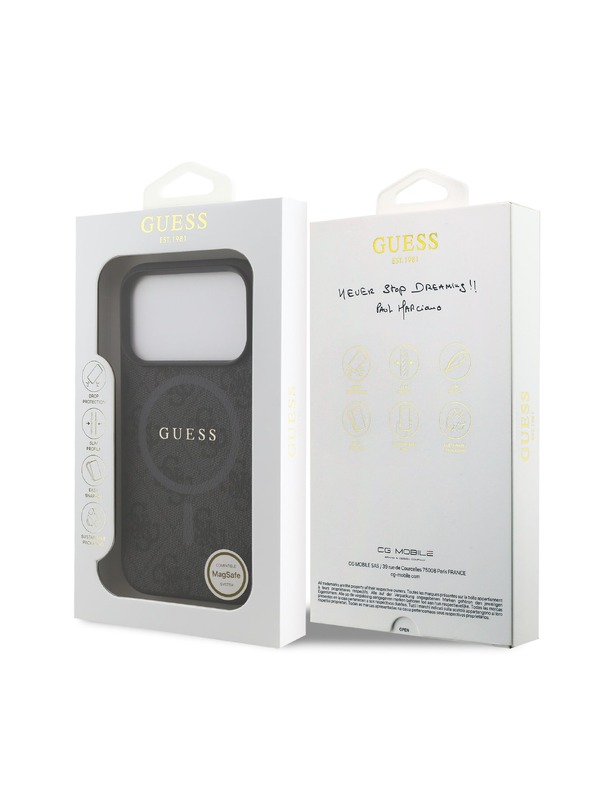 Guess Guess PU Leather 4G Colored Ring MagSafe Zadní Kryt pro iPhone 17 Pro Black