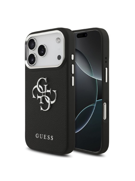 Guess Guess PU Grained 4G Metal Logo Zadní Kryt pro iPhone 17 Pro Black