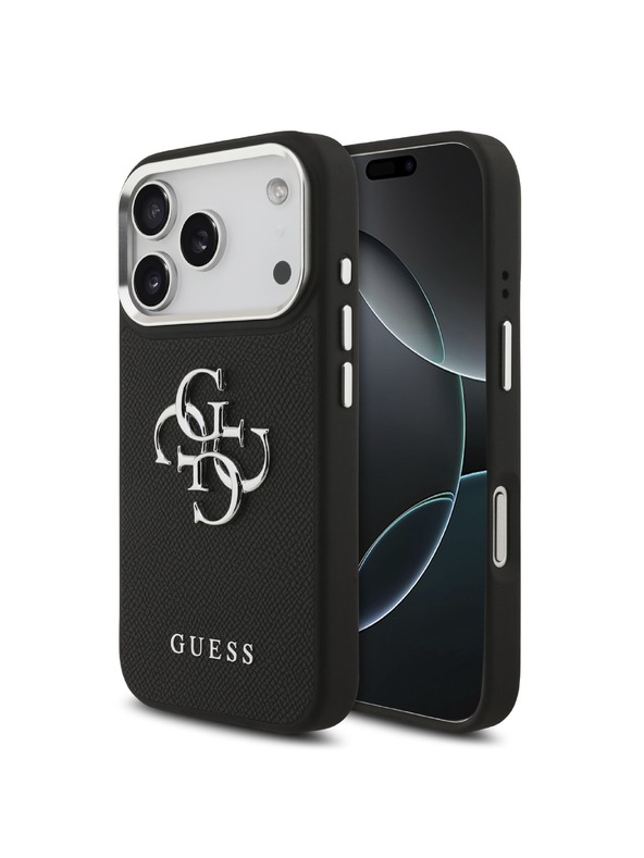 Guess Guess PU Grained 4G Metal Logo Zadní Kryt pro iPhone 17 Pro Black