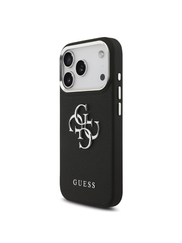 Guess Guess PU Grained 4G Metal Logo Zadní Kryt pro iPhone 17 Pro Black