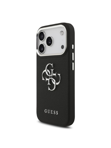 Guess Guess PU Grained 4G Metal Logo Zadní Kryt pro iPhone 17 Pro Black