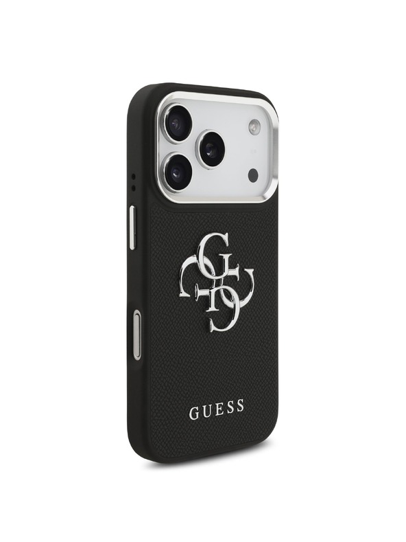 Guess Guess PU Grained 4G Metal Logo Zadní Kryt pro iPhone 17 Pro Black