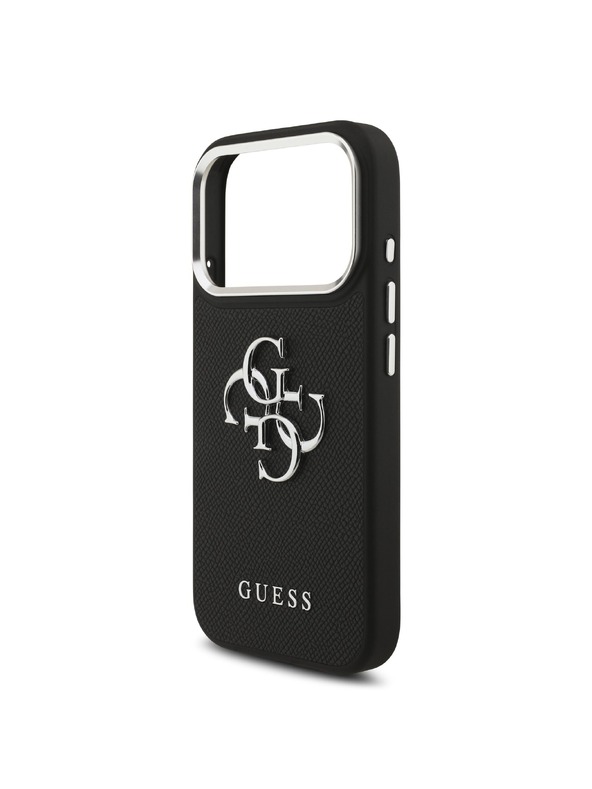 Guess Guess PU Grained 4G Metal Logo Zadní Kryt pro iPhone 17 Pro Black