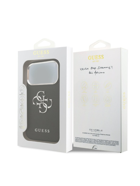 Guess Guess PU Grained 4G Metal Logo Zadní Kryt pro iPhone 17 Pro Black