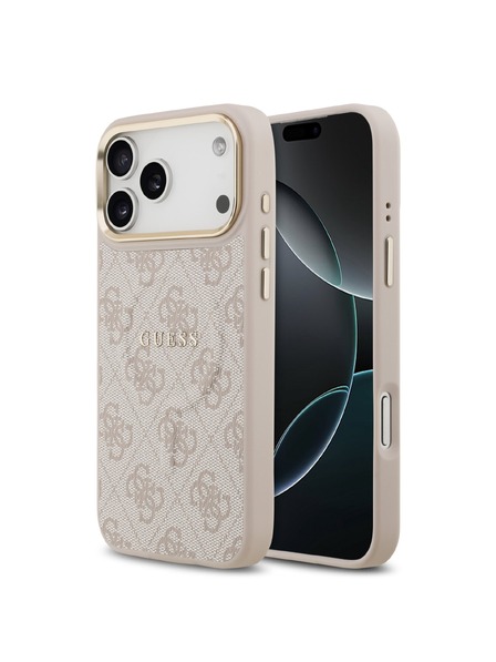 Guess Guess PU Leather 4G Gold Frame MagSafe Zadní Kryt pro iPhone 17 Pro Max Pink