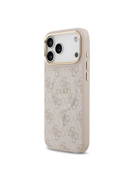 Guess Guess PU Leather 4G Gold Frame MagSafe Zadní Kryt pro iPhone 17 Pro Max Pink