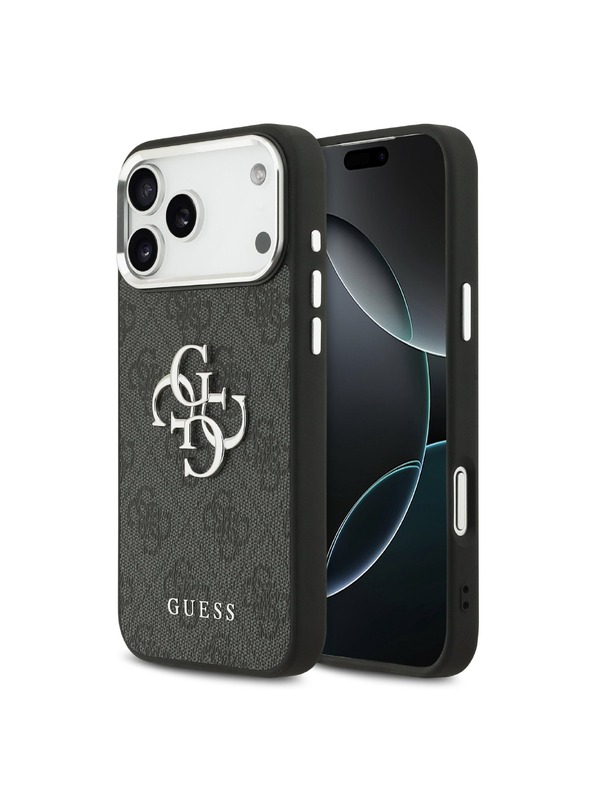 Guess Guess PU 4G Metal Logo Zadní Kryt pro iPhone 17 Pro Max Silver Black