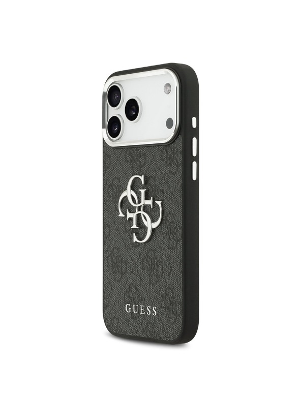 Guess Guess PU 4G Metal Logo Zadní Kryt pro iPhone 17 Pro Max Silver Black