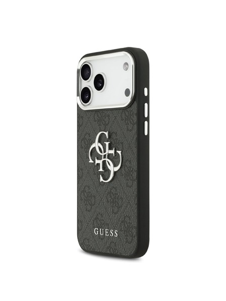 Guess Guess PU 4G Metal Logo Zadní Kryt pro iPhone 17 Pro Max Silver Black