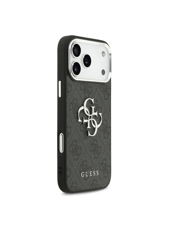 Guess Guess PU 4G Metal Logo Zadní Kryt pro iPhone 17 Pro Max Silver Black