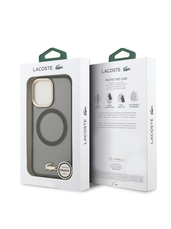 Lacoste Lacoste PC/TPU Frosted Finish Gold Logo MagSafe Zadní Kryt pro iPhone 17 Black