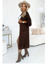 numoco basic Cardigan - dlouhý svetrový plášť s kapsami - čokoládová barva
