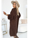 numoco basic Cardigan - dlouhý svetrový plášť s kapsami - čokoládová barva