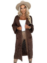numoco basic Cardigan - dlouhý svetrový plášť s kapsami - čokoládová barva