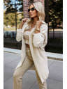 numoco basic Pohodlný oversized kardigan s kapucí a stylovou nášivkou - béžový