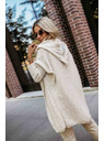 numoco basic Pohodlný oversized kardigan s kapucí a stylovou nášivkou - béžový