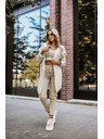 numoco basic Pohodlný oversized kardigan s kapucí a stylovou nášivkou - béžový
