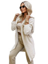 numoco basic Pohodlný oversized kardigan s kapucí a stylovou nášivkou - béžový