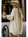 numoco basic Módní oversized kardigan s ozdobnou broží a praktickými kapsami - béžový