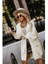 numoco basic Módní oversized kardigan s ozdobnou broží a praktickými kapsami - béžový