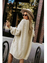 numoco basic Módní oversized kardigan s ozdobnou broží a praktickými kapsami - béžový
