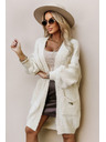 numoco basic Módní oversized kardigan s ozdobnou broží a praktickými kapsami - béžový