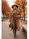 numoco Pohodlný a elegantní žebrovaný dámský overal s výstřihem - mocha mousse
