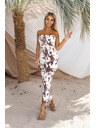 numoco SAVANNAH přiléhavé šaty bez ramínek - hnědobílý boho vzor