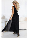 numoco basic Langes Abendkleid mit Glitzer-Akzent und tiefem Ausschnitt - Schwarz