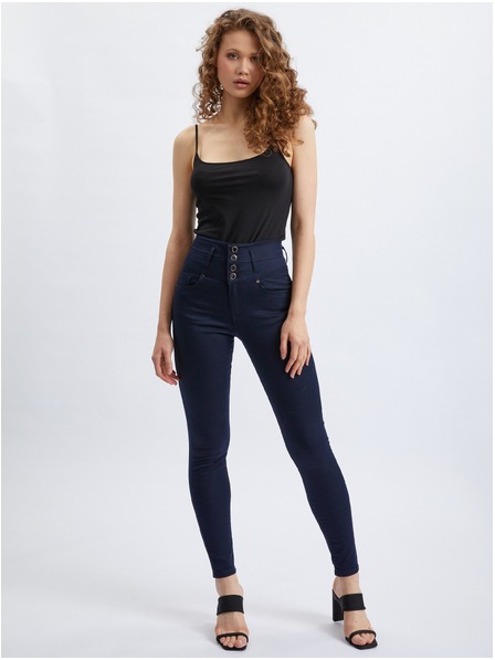 Orsay Tmavě modré dámské skinny fit kalhoty ORSAY