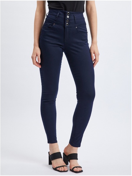 Orsay Tmavě modré dámské skinny fit kalhoty ORSAY