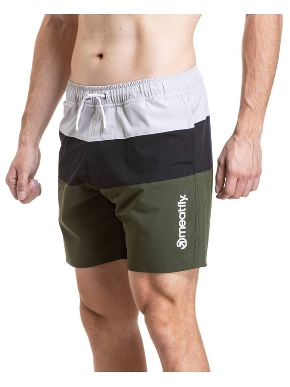 Meatfly Meatfly pánské plavky Keith Boardshorts 17" Olive / Black / Quiet Gray