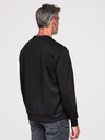 Ombre Clothing Pánská mikina se stříbrnou a černou aplikací pantera na hrudi s kulatým výstřihem - černá V1 OM-SSNZ-0273 Ombre Clothing