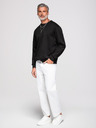 Ombre Clothing Pánská mikina se stříbrnou a černou aplikací pantera na zádech s kulatým výstřihem - černá V1 OM-SSNZ-0274 Ombre Clothing