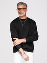 Ombre Clothing Pánská mikina se stříbrnou a černou aplikací pantera na zádech s kulatým výstřihem - černá V1 OM-SSNZ-0274 Ombre Clothing