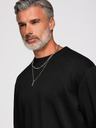 Ombre Clothing Pánská mikina se stříbrnou a černou aplikací pantera na zádech s kulatým výstřihem - černá V1 OM-SSNZ-0274 Ombre Clothing