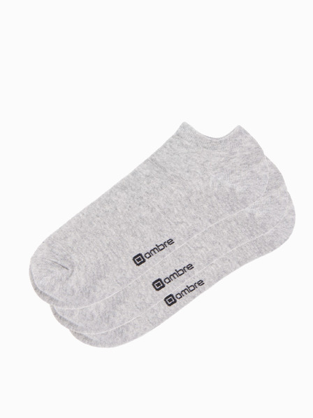 Ombre Clothing Pánské ponožky 3-pack - šedá melanž V3 OM-SOSS-0102 Ombre Clothing
