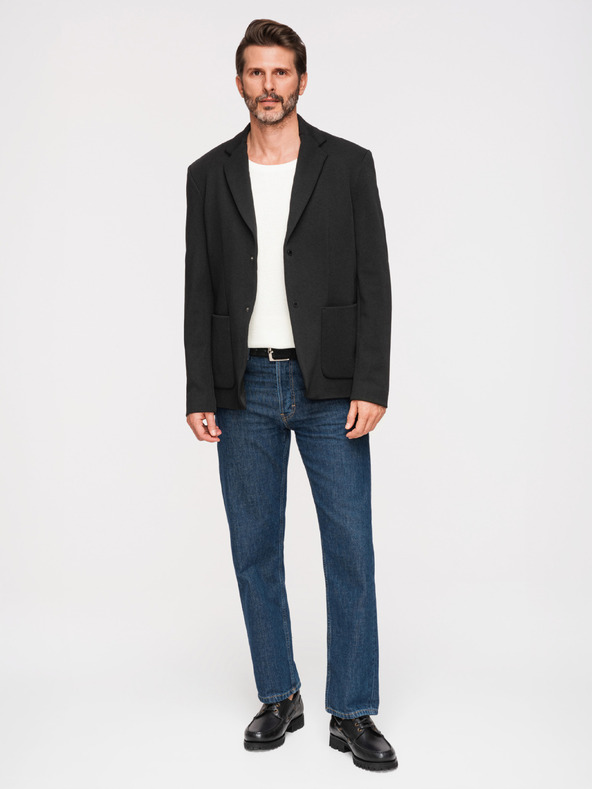 Ombre Clothing Pánská strukturovaná bunda s vysokým límcem a kapucí - černá V2 M167 Ombre Clothing